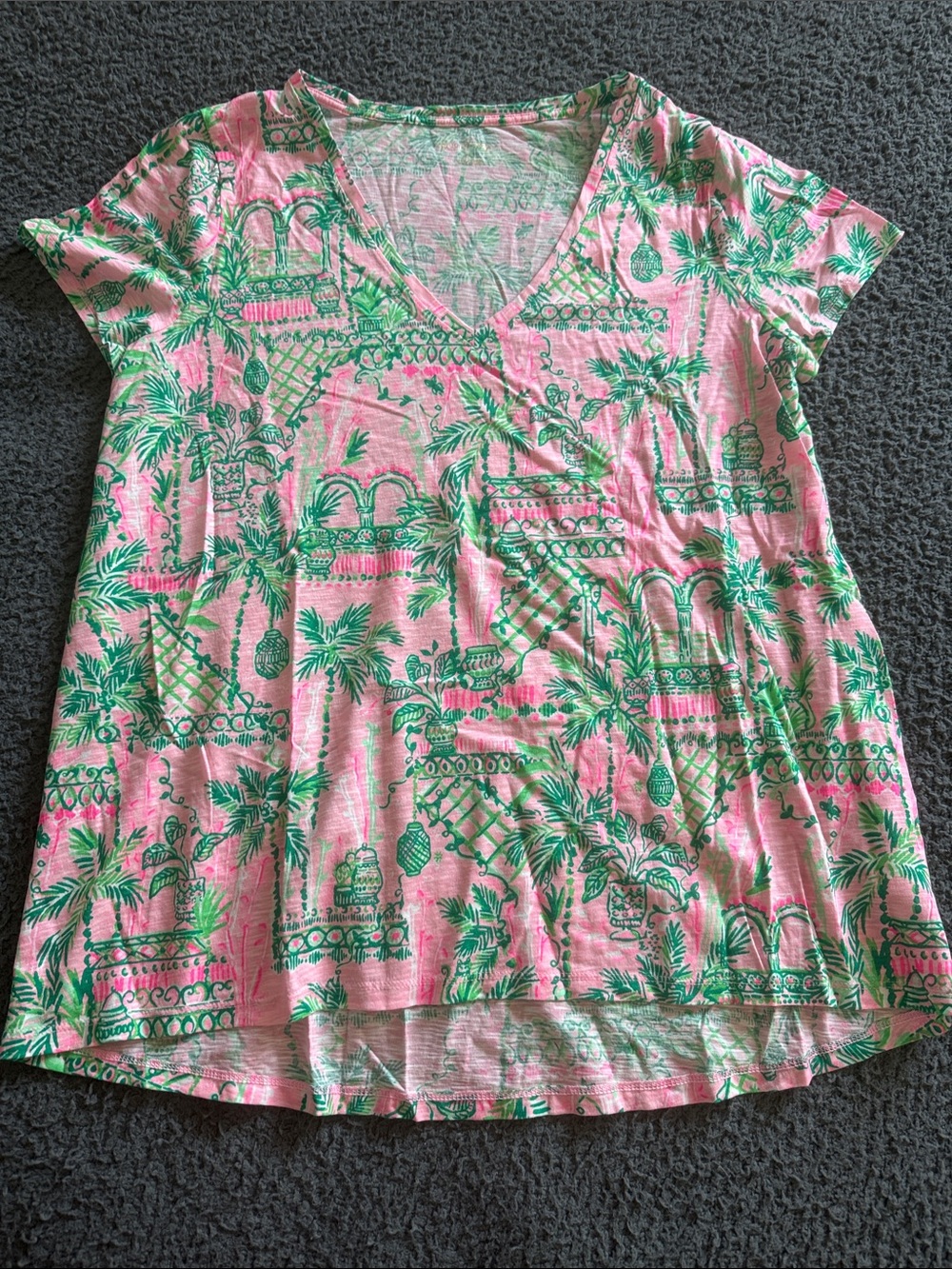 Lilly Pulitzer Pink & Green Tropical Print Tee